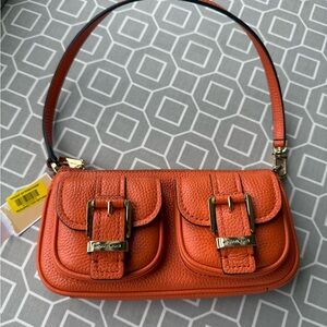 Michael Kors Orange Shoulder Bag with Gold Accents